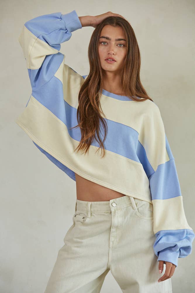 Striped Pullover Blue Cream