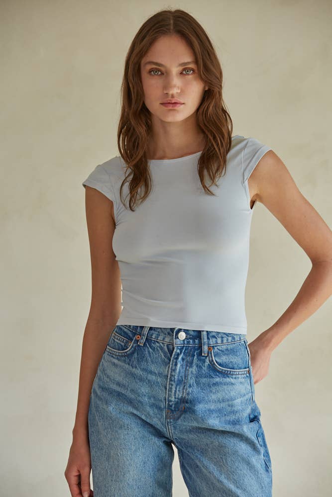 Seamless Open Back Top: White