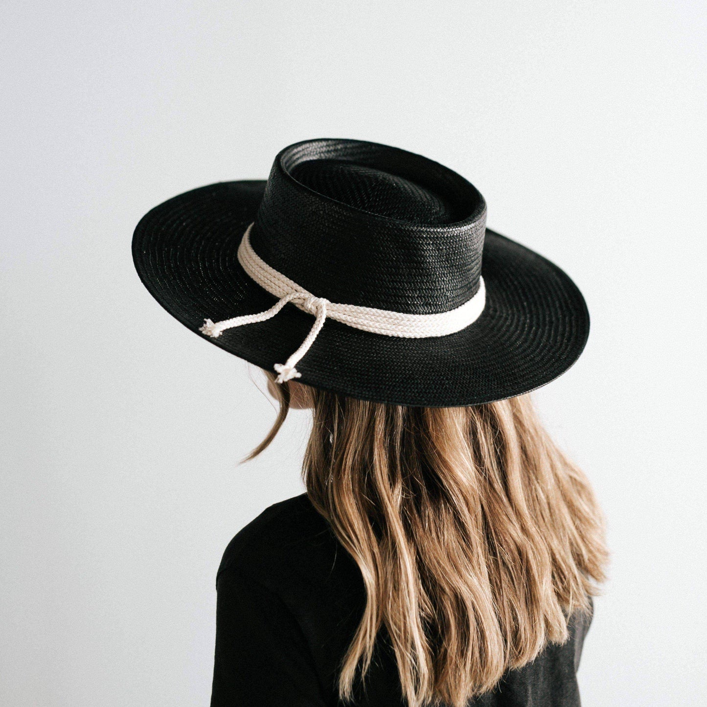 Bre Straw Pork Pie Hat Black