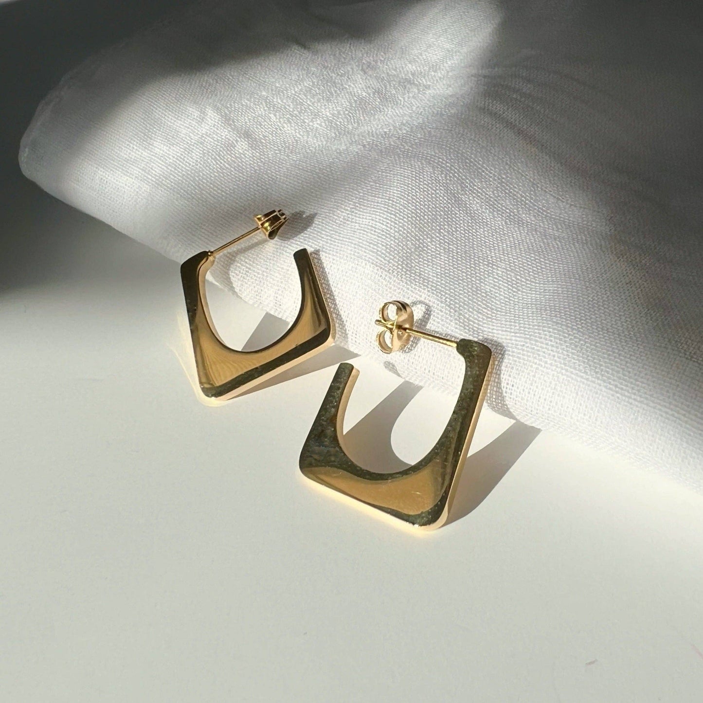Lua Gold Plated Stainless Steel Mirror Finish Hoop Earrings