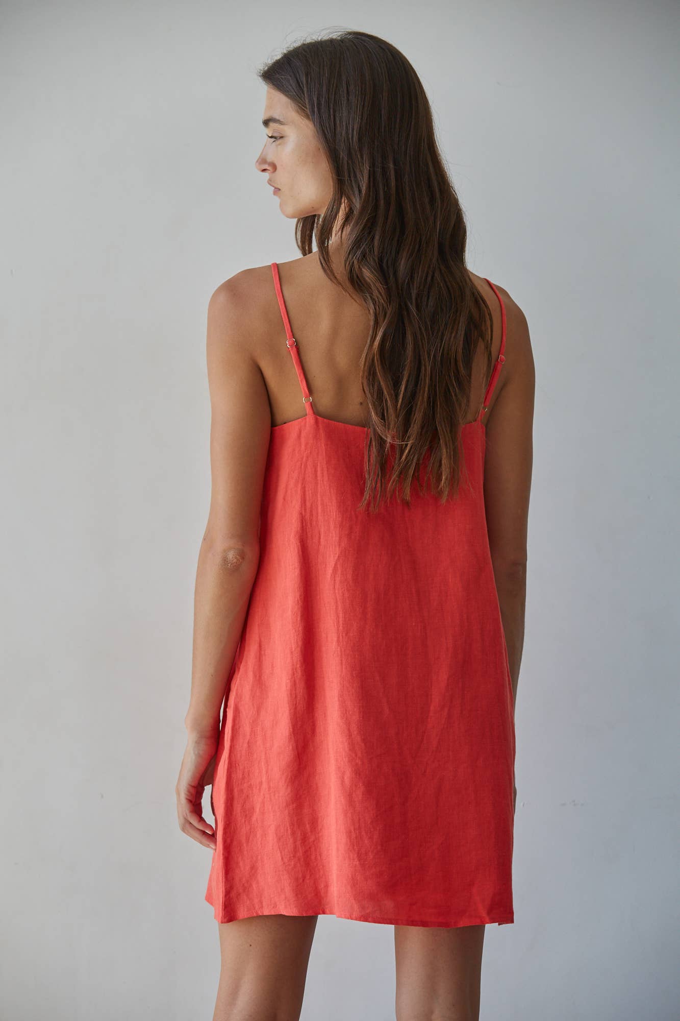 Red Linen Mini Dress