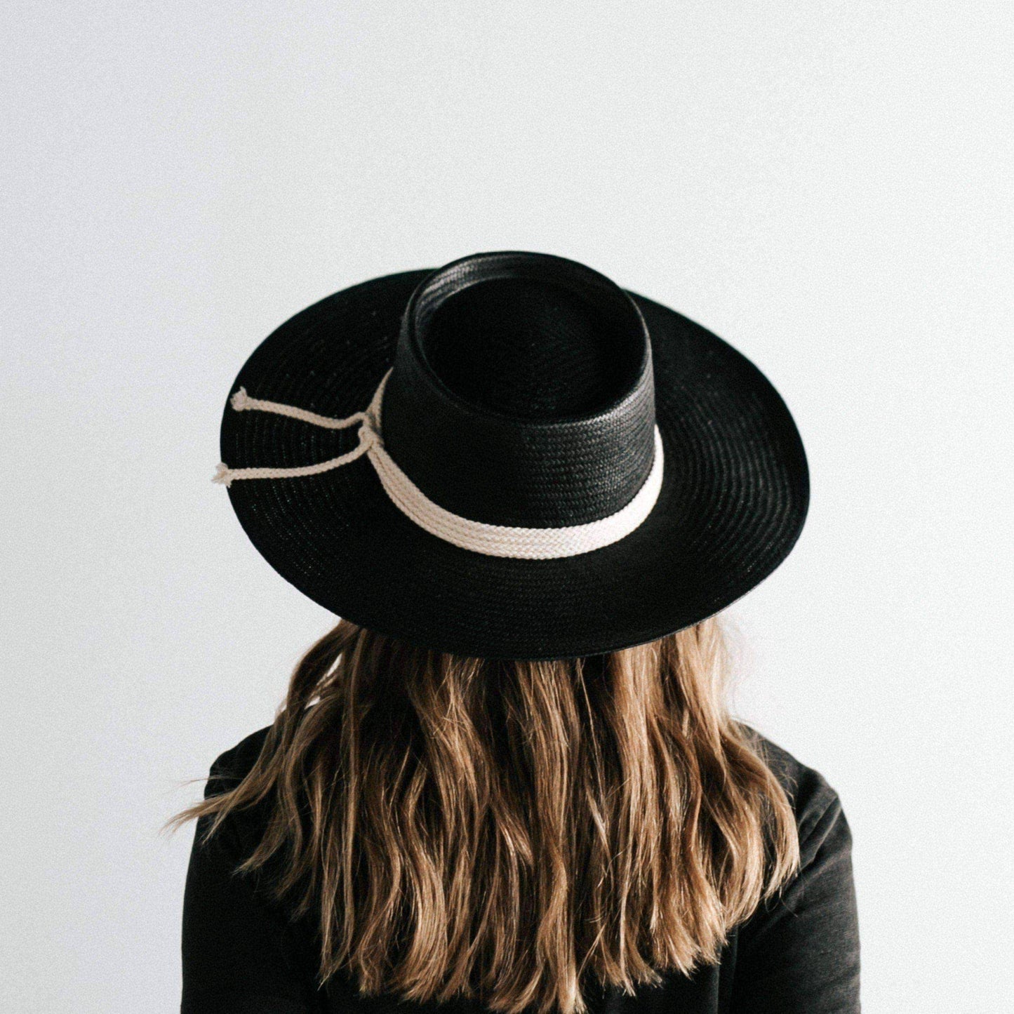 Bre Straw Pork Pie Hat Black