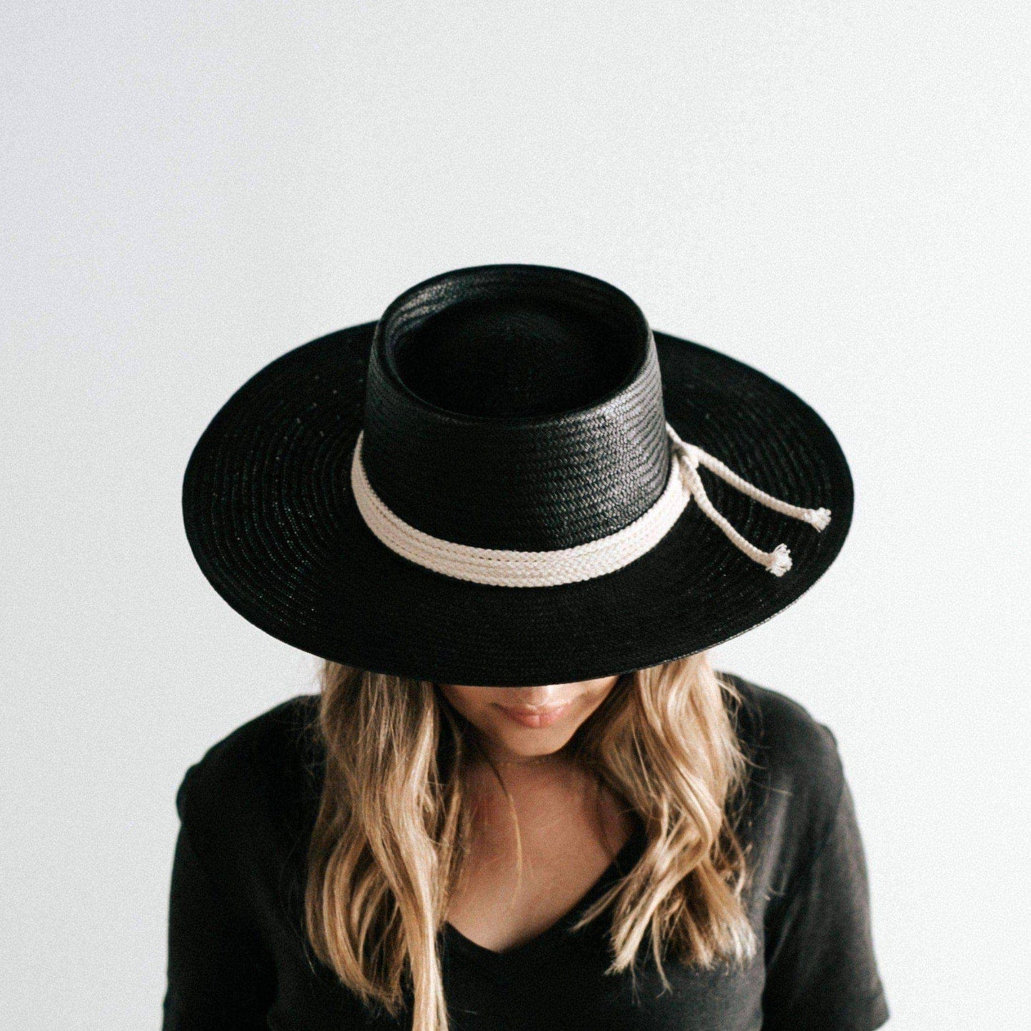 Bre Straw Pork Pie Hat Black