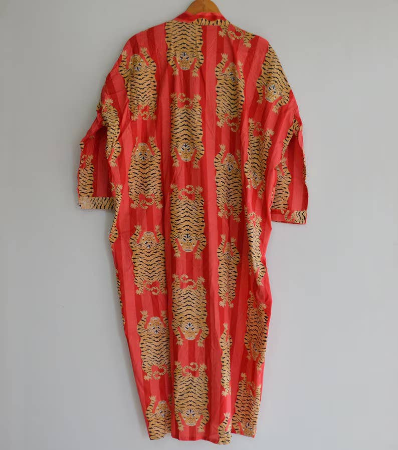 Red Leopard Boho Kimono Robe