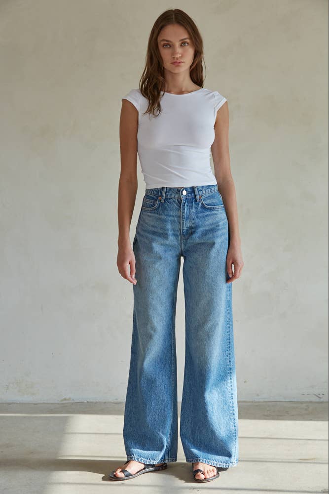 Seamless Open Back Top: White