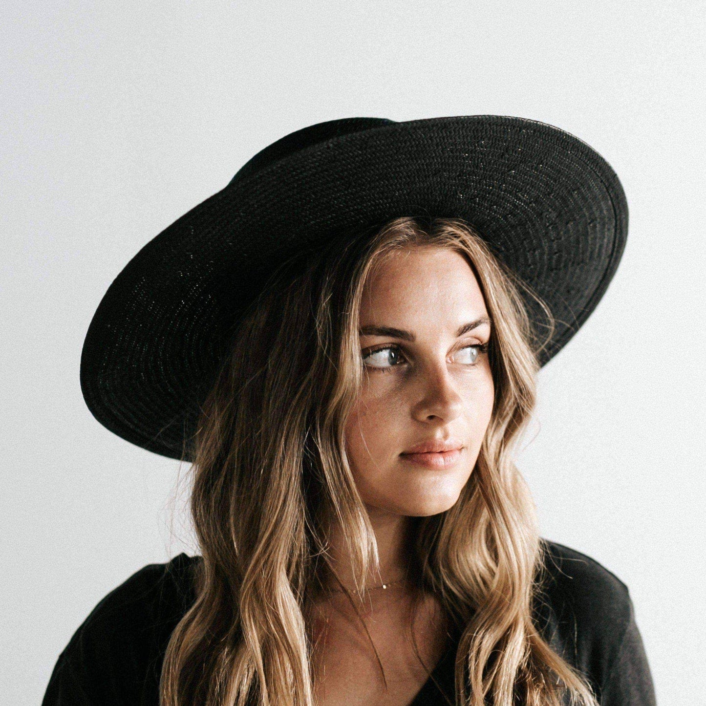 Bre Straw Pork Pie Hat Black
