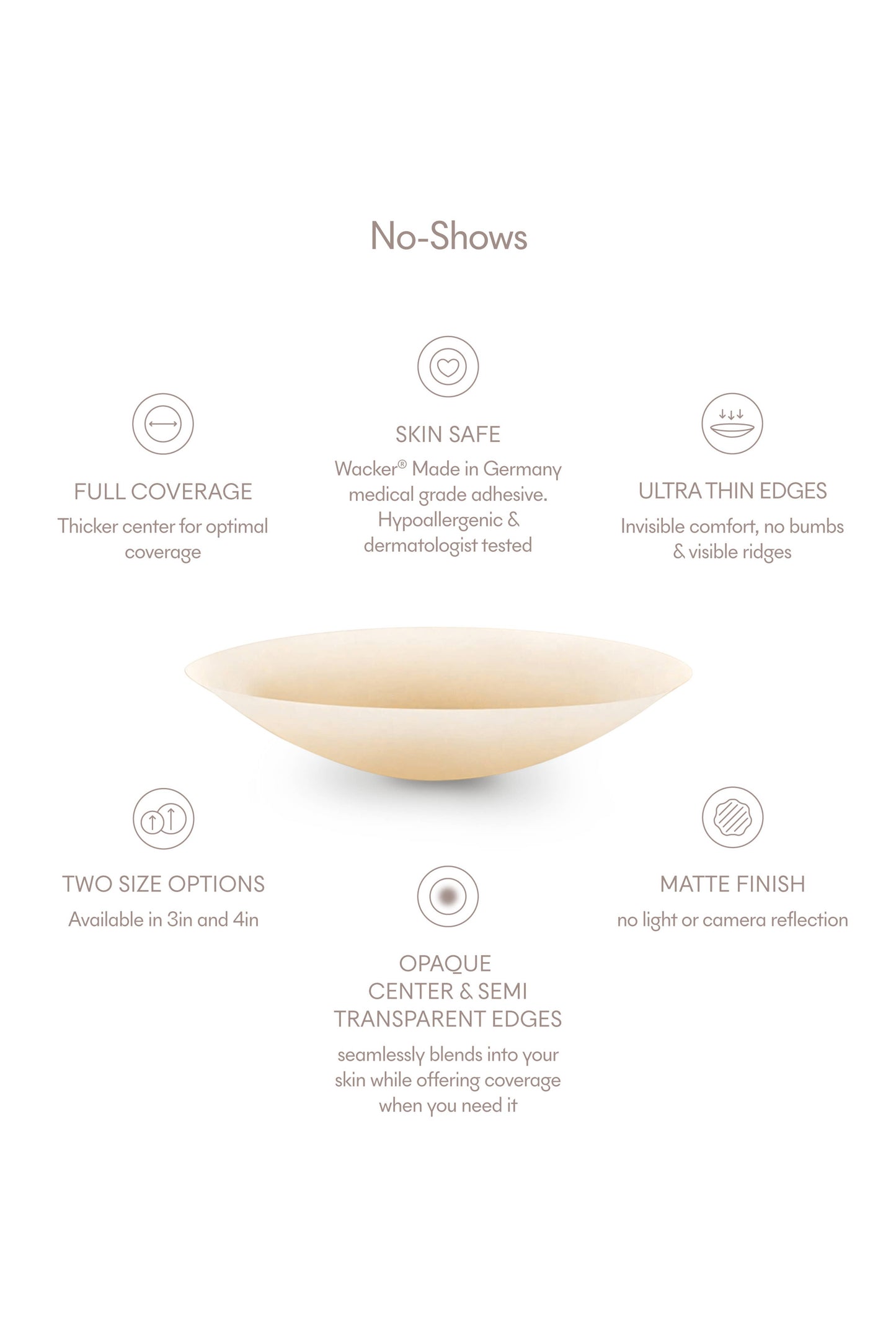 No-Show | Reuasble Adhesive Nipple Covers/ No 5 Soft Tan