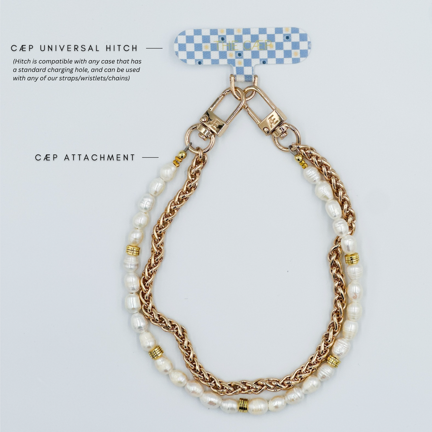 Single Universal Phone Hitch: Beige Checkered