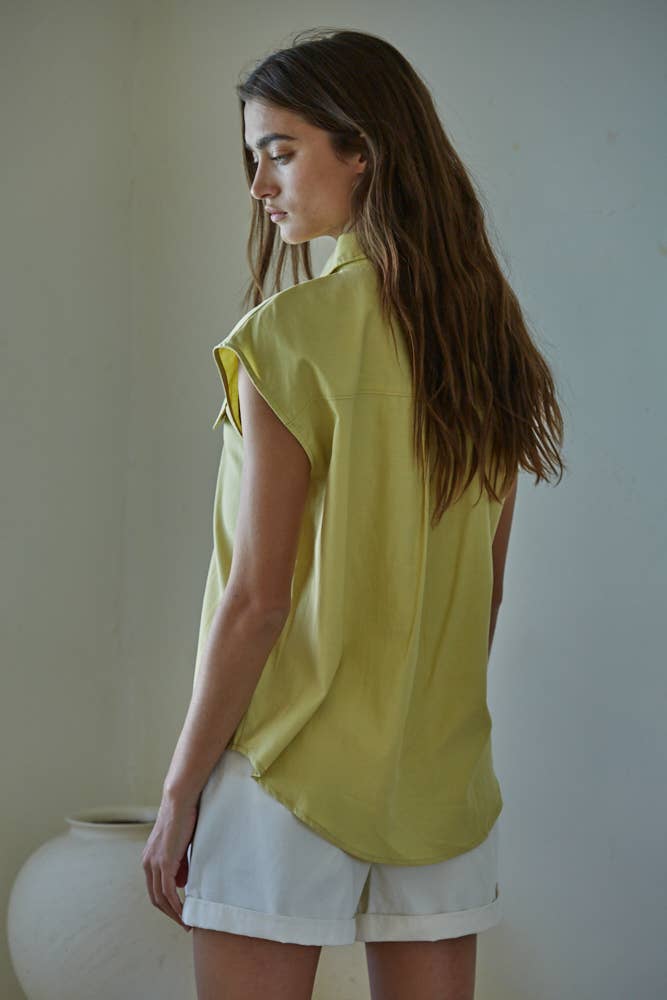 Button Down Sleeveless: Lime
