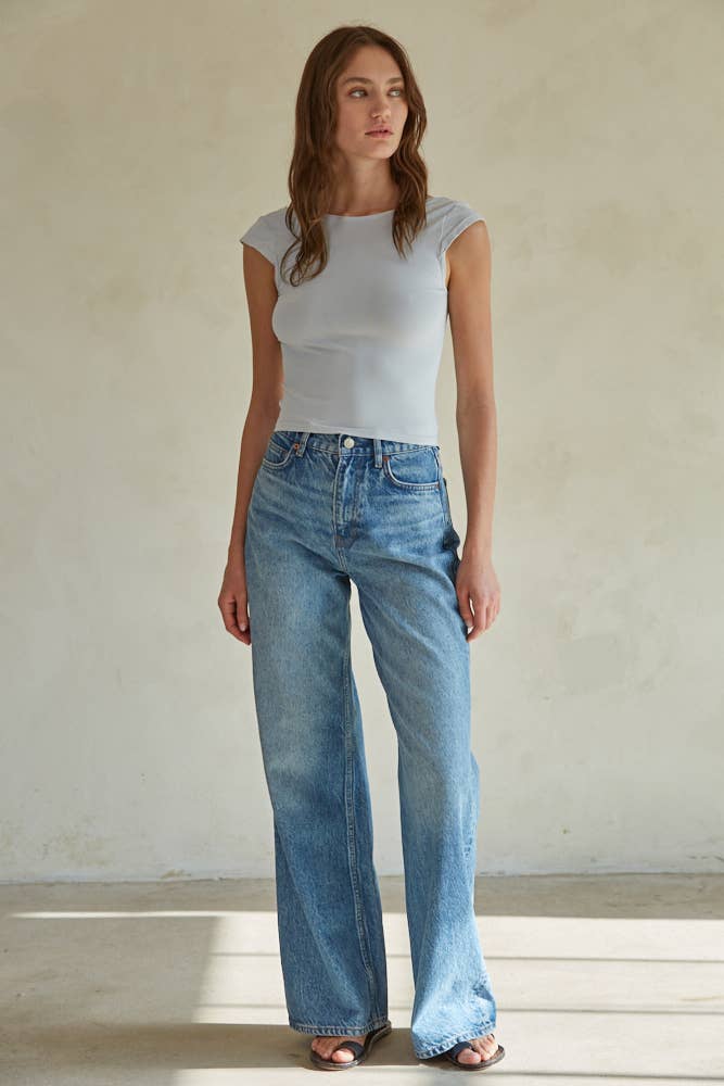 Seamless Open Back Top: White