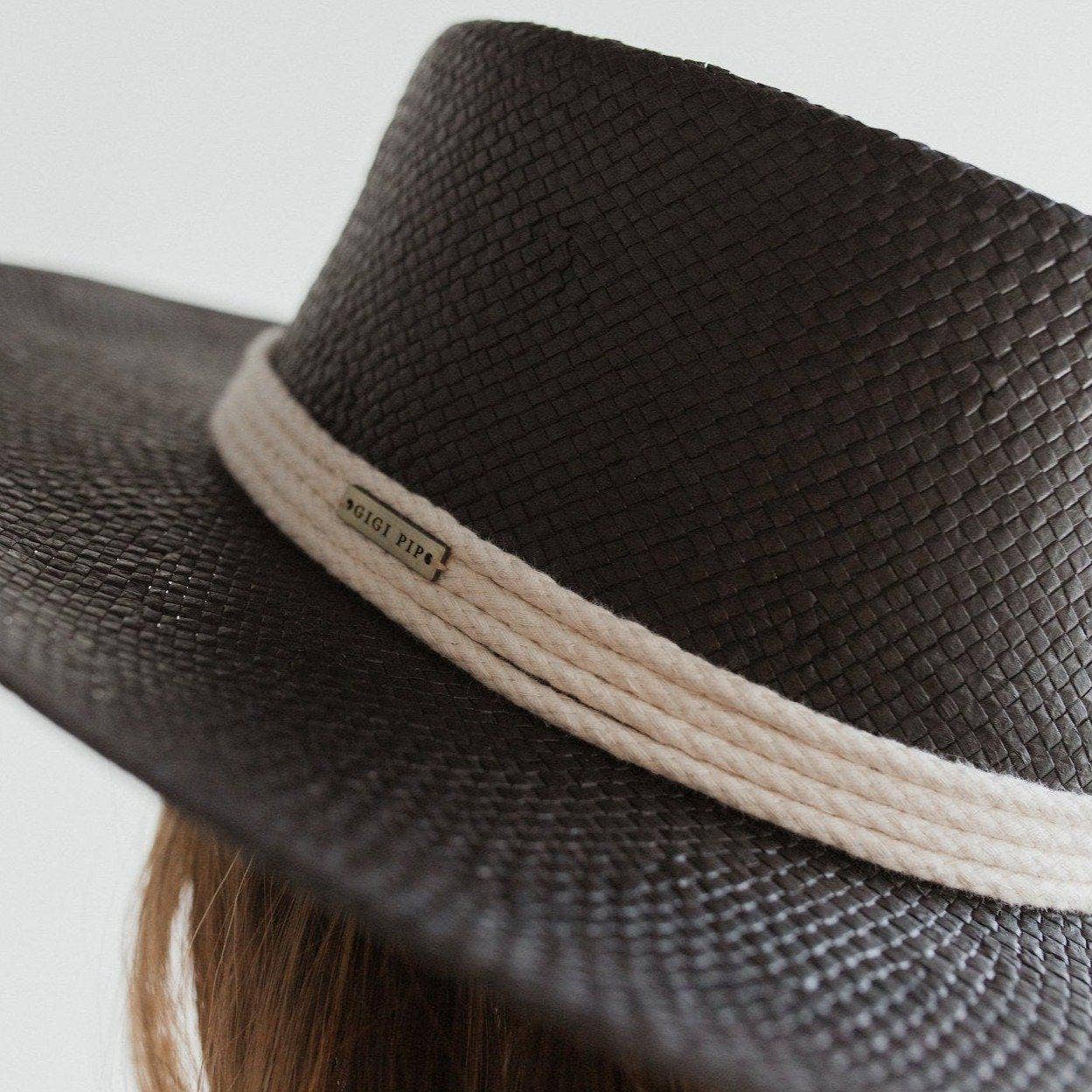 Bre Straw Pork Pie Hat Black