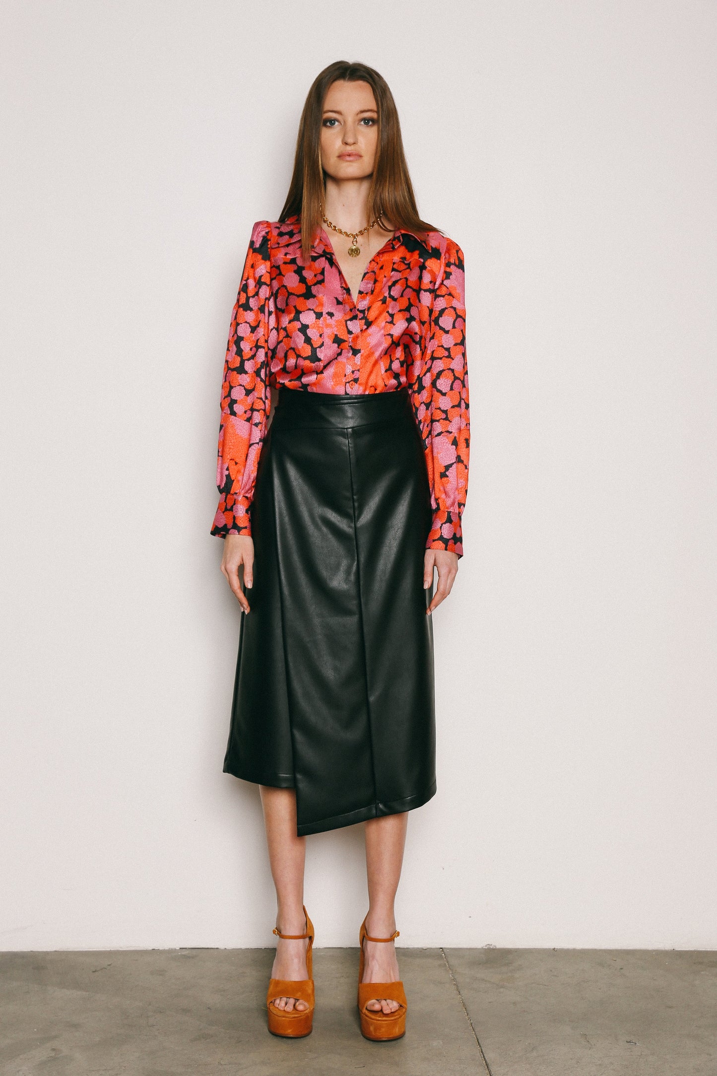 Long Leather Skort