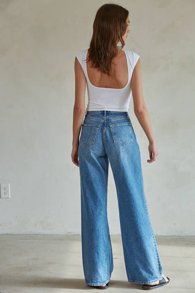 Seamless Open Back Top: White