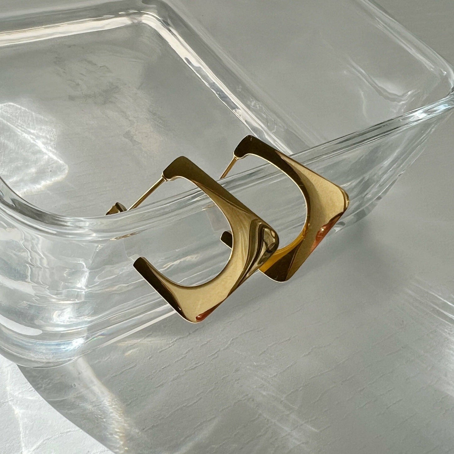 Lua Gold Plated Stainless Steel Mirror Finish Hoop Earrings