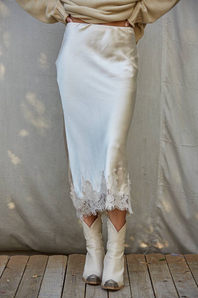 Pearl Satin Midi Skirt