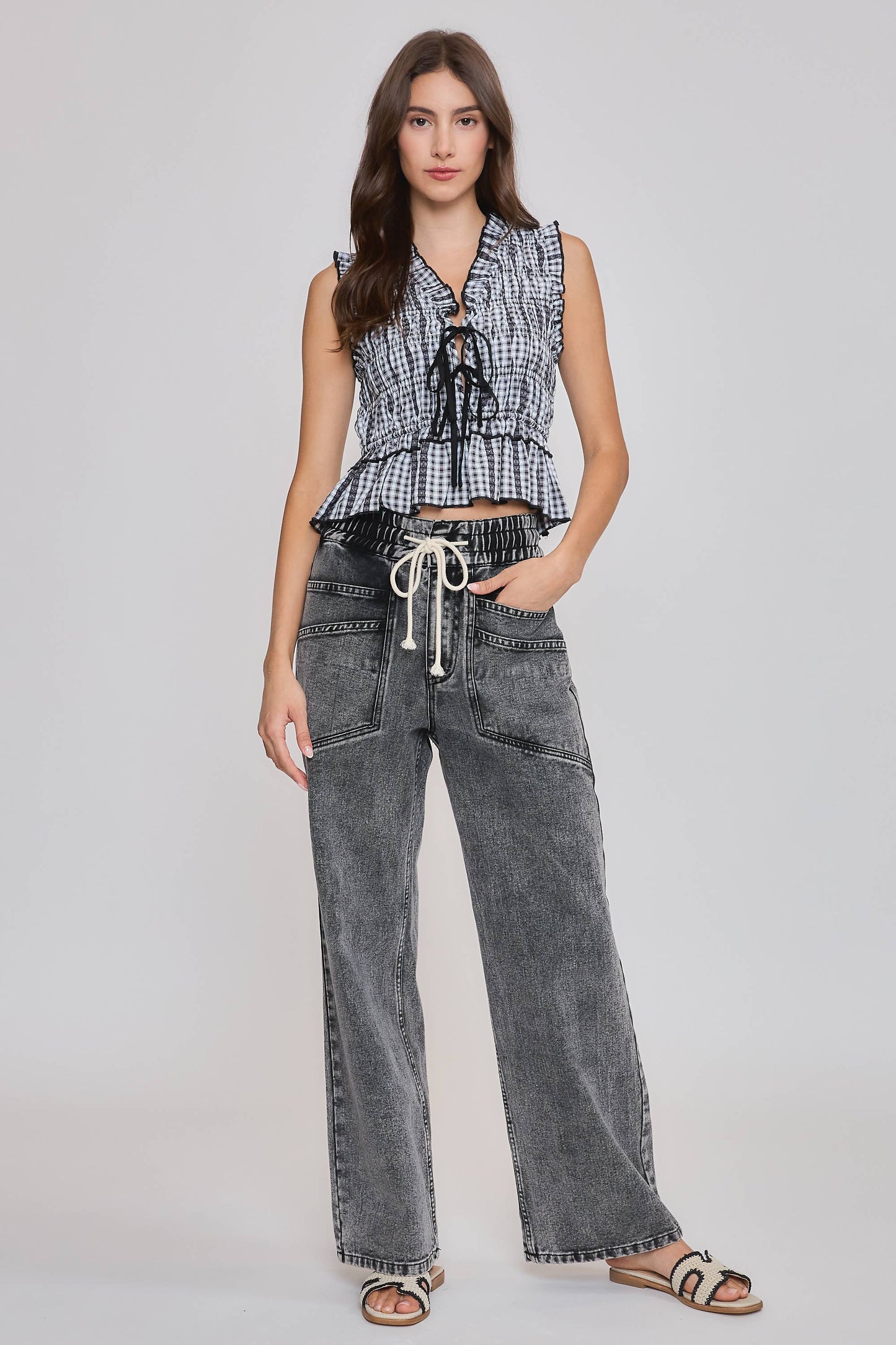 Gingham Ruffle Blouse