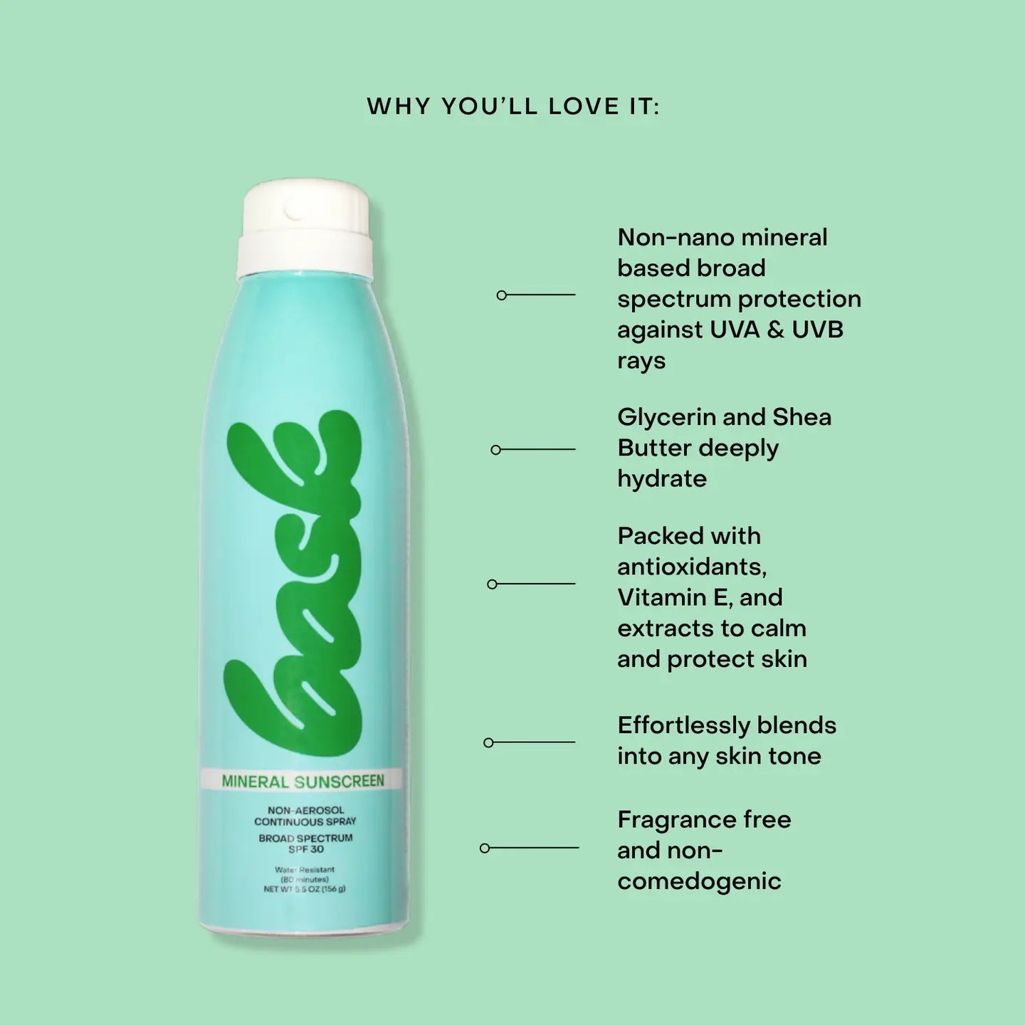 Bask Spf 30 Mineral Non-Aerosol Spray - Reef Safe Non-Nano