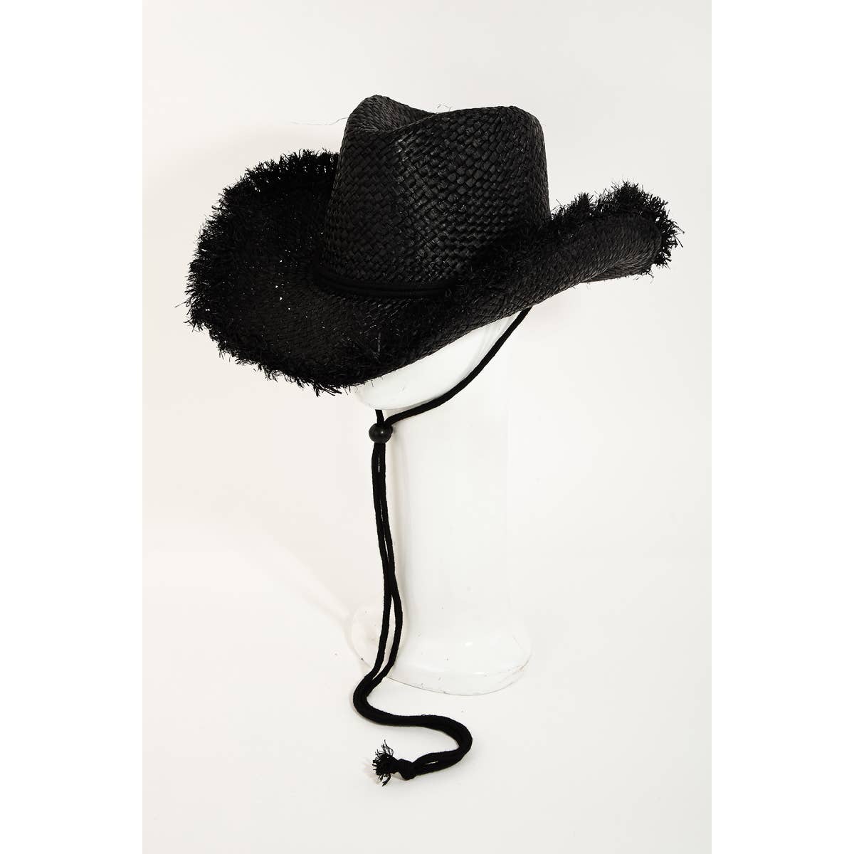 Straw Basket Weave Cowboy Hat: Black