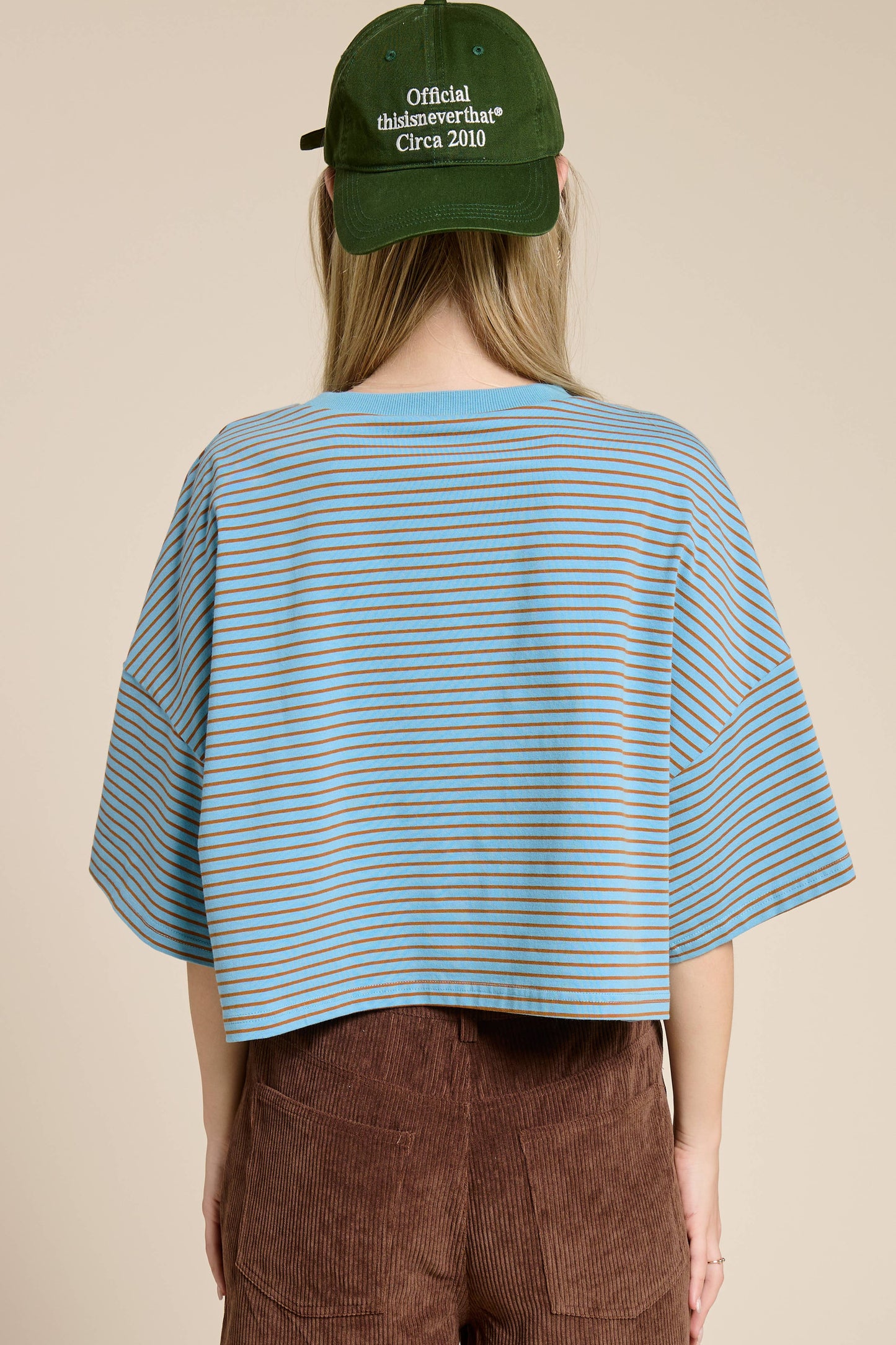 Blue Striped Wide Sleeve Top