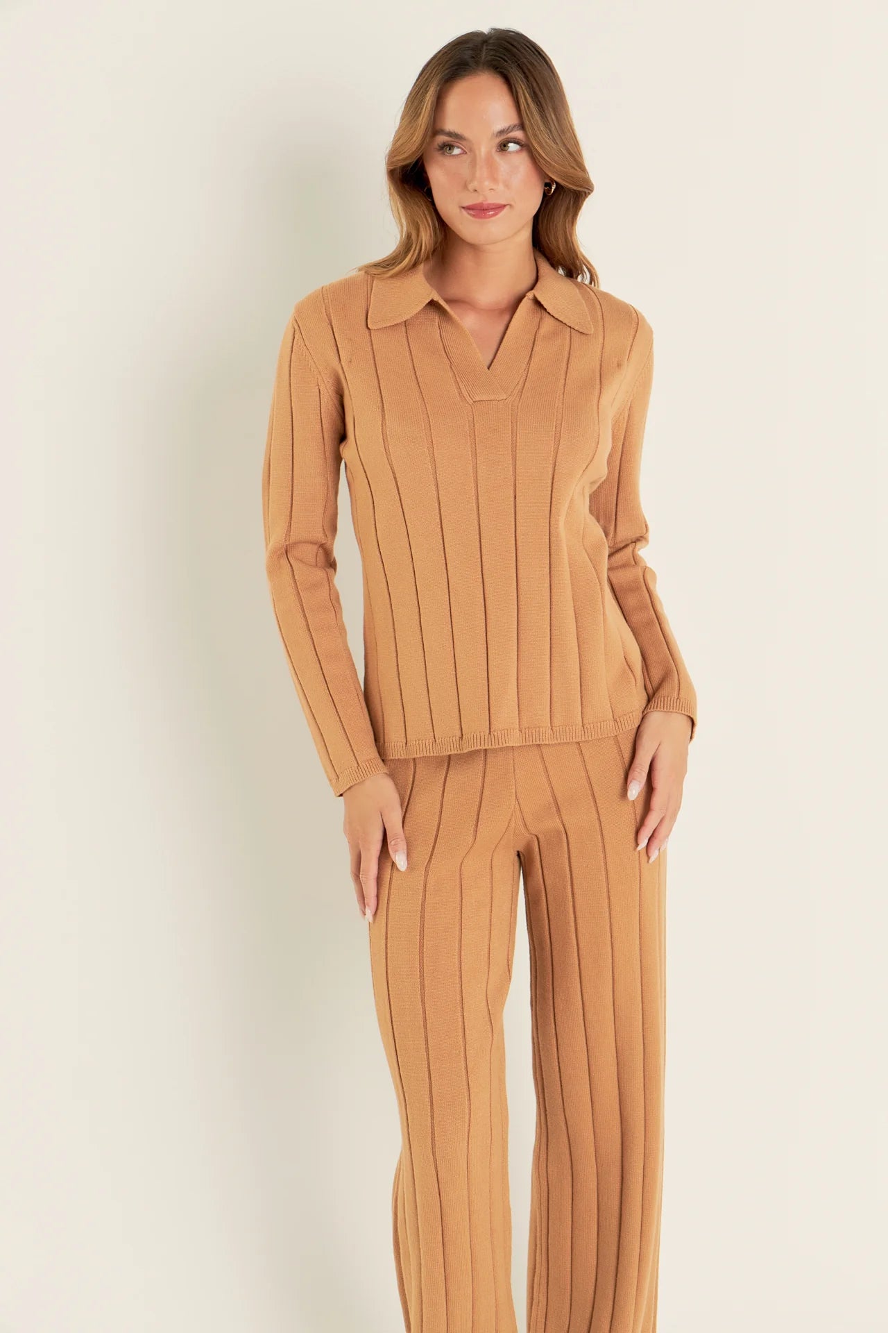 Camel Collared Sweater