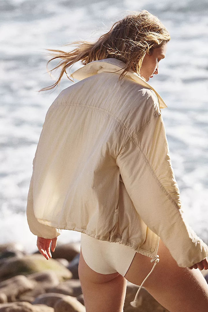 Off The Bleachers Coaches Jacket-Sea Salt