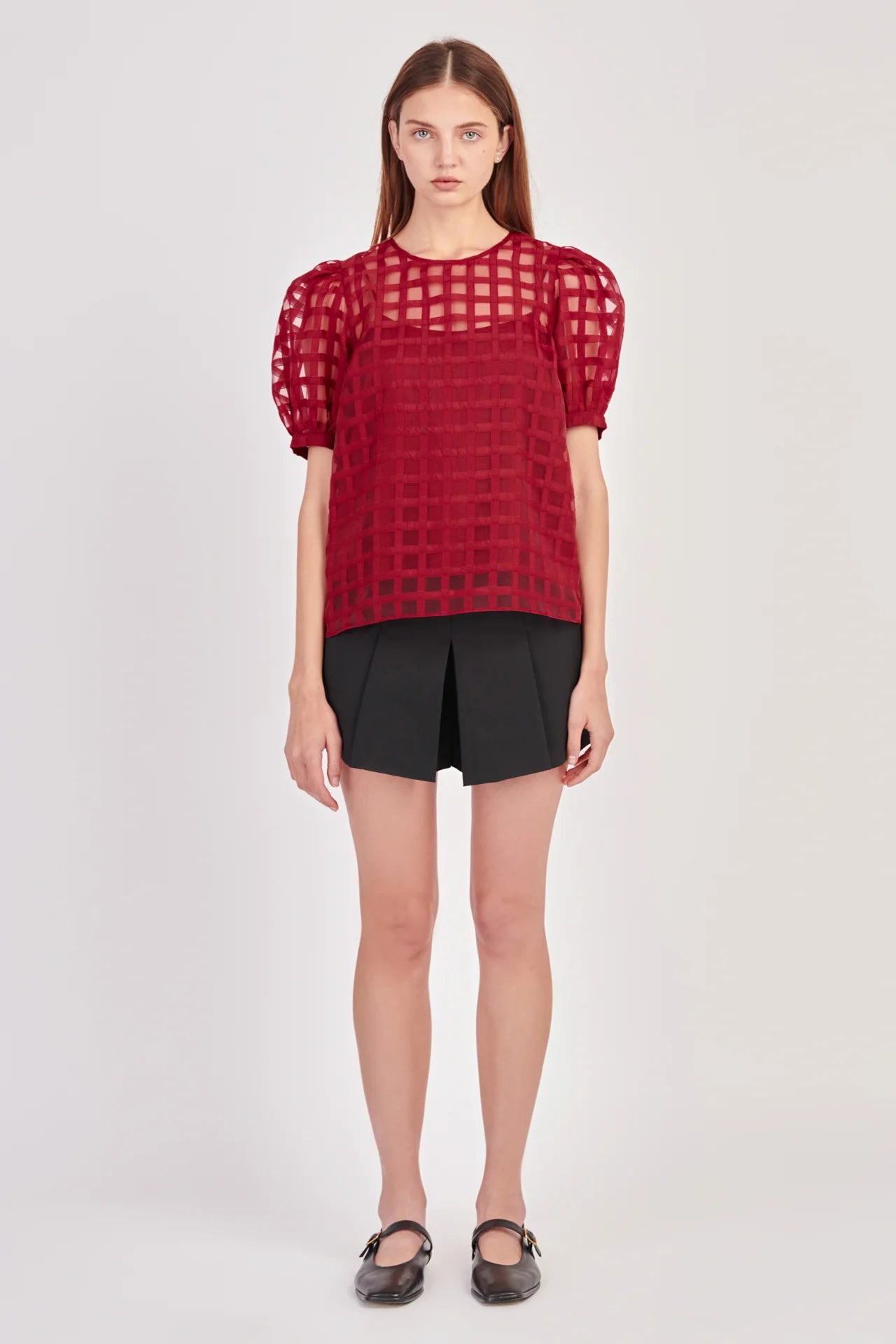 Sheer Puff Sleeve Top