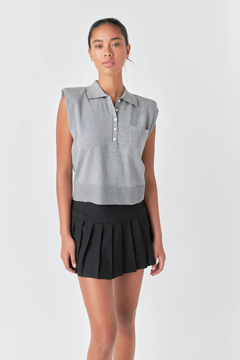 Grey Shoulder Pad Top