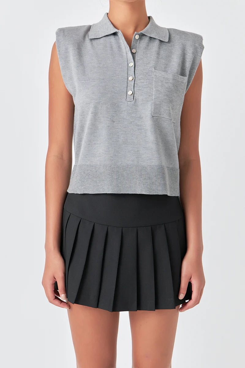 Grey Shoulder Pad Top
