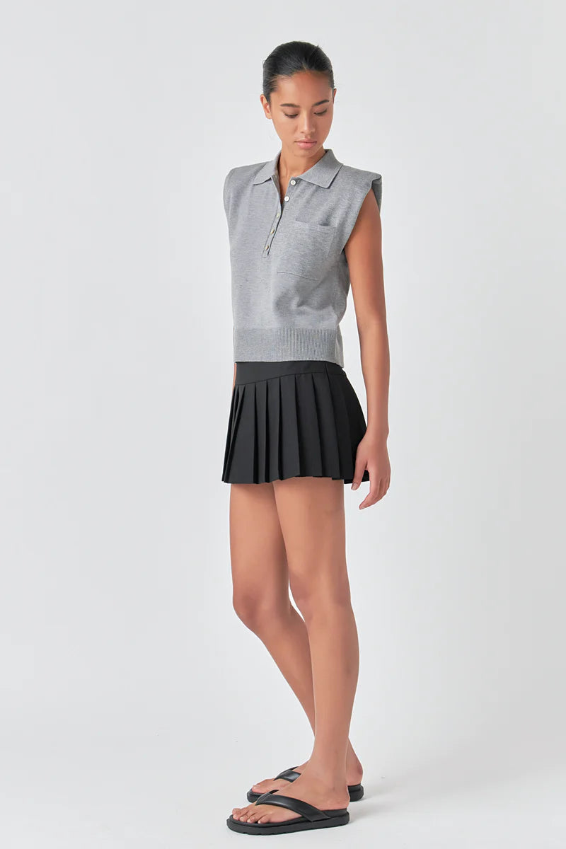 Grey Shoulder Pad Top