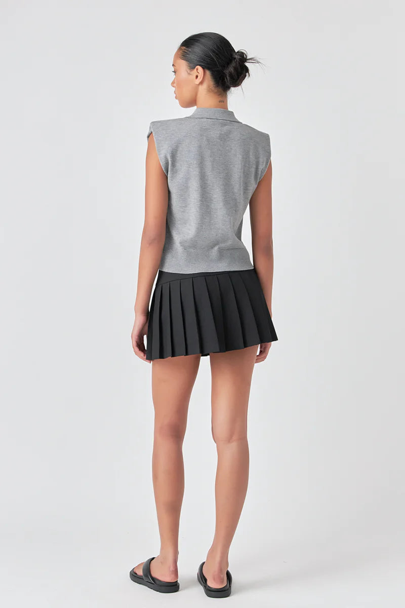 Grey Shoulder Pad Top