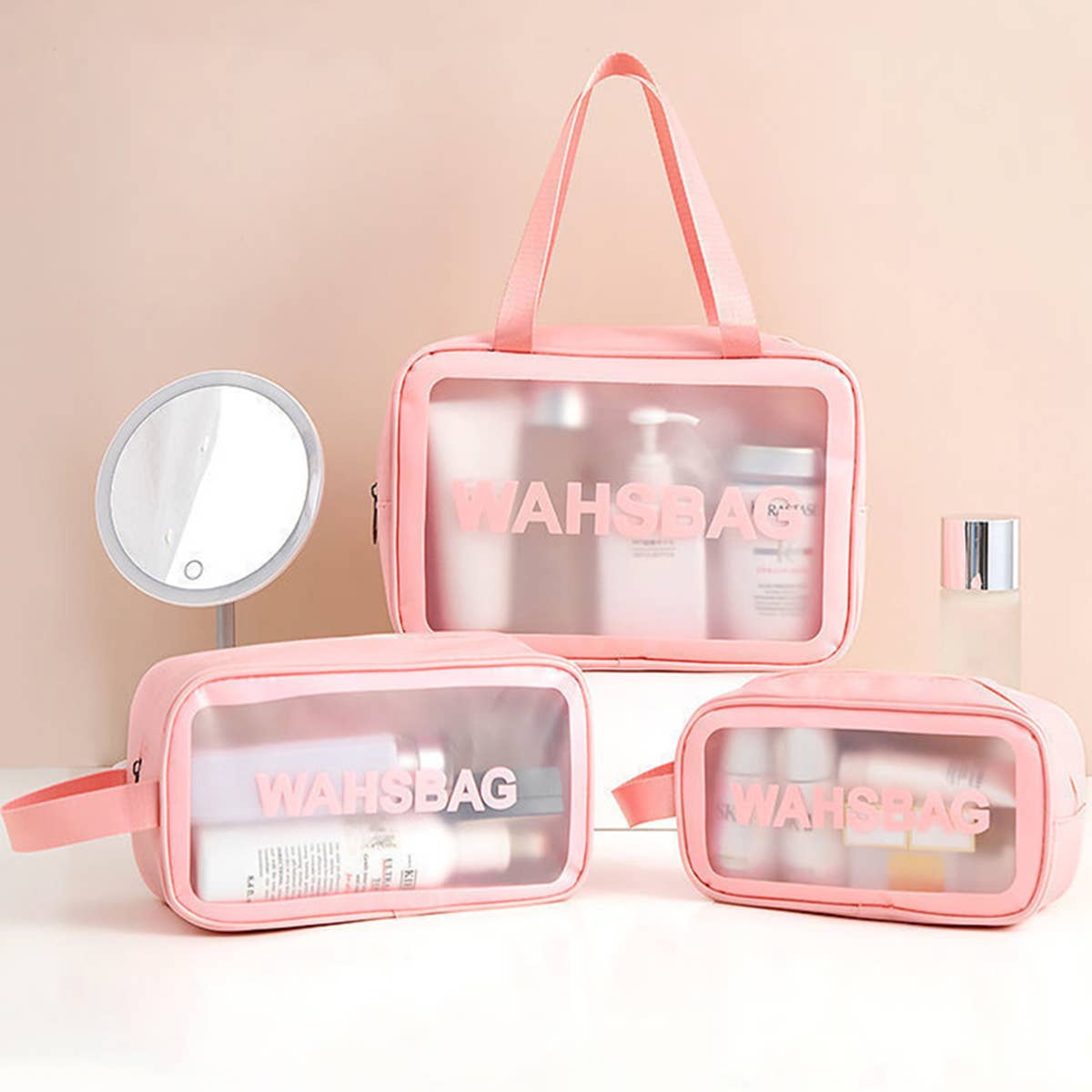 3 Set Travel Bag Set-Pink