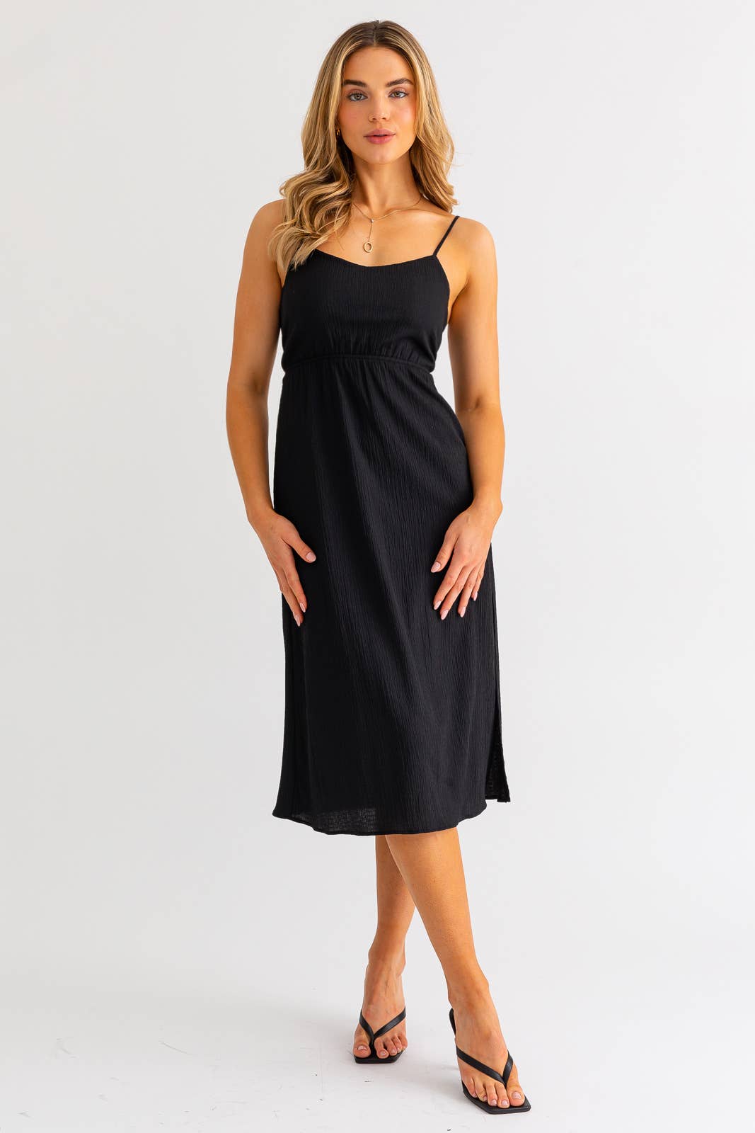 Black Strap Midi Dress