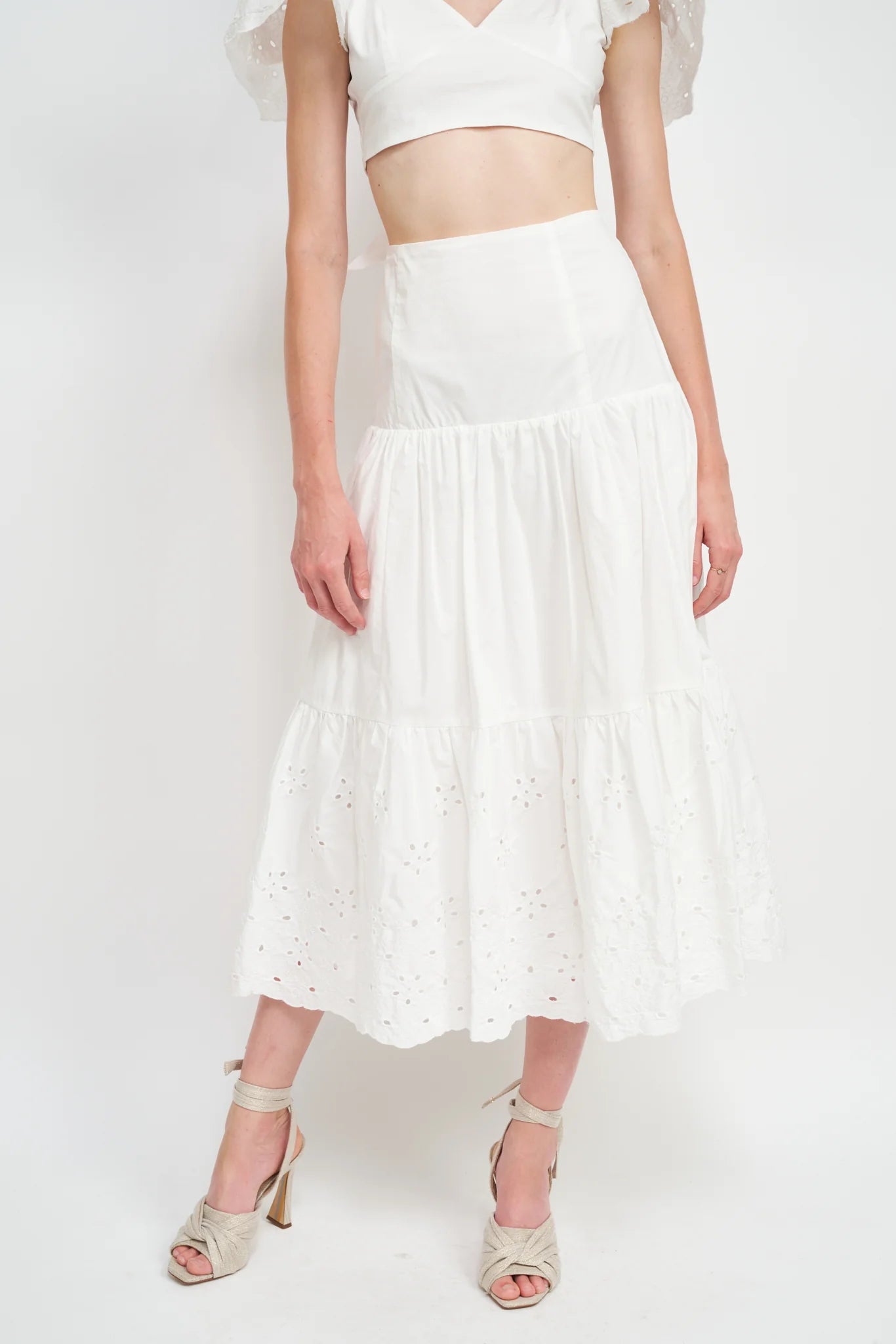 Eyelet Tiered Skirt