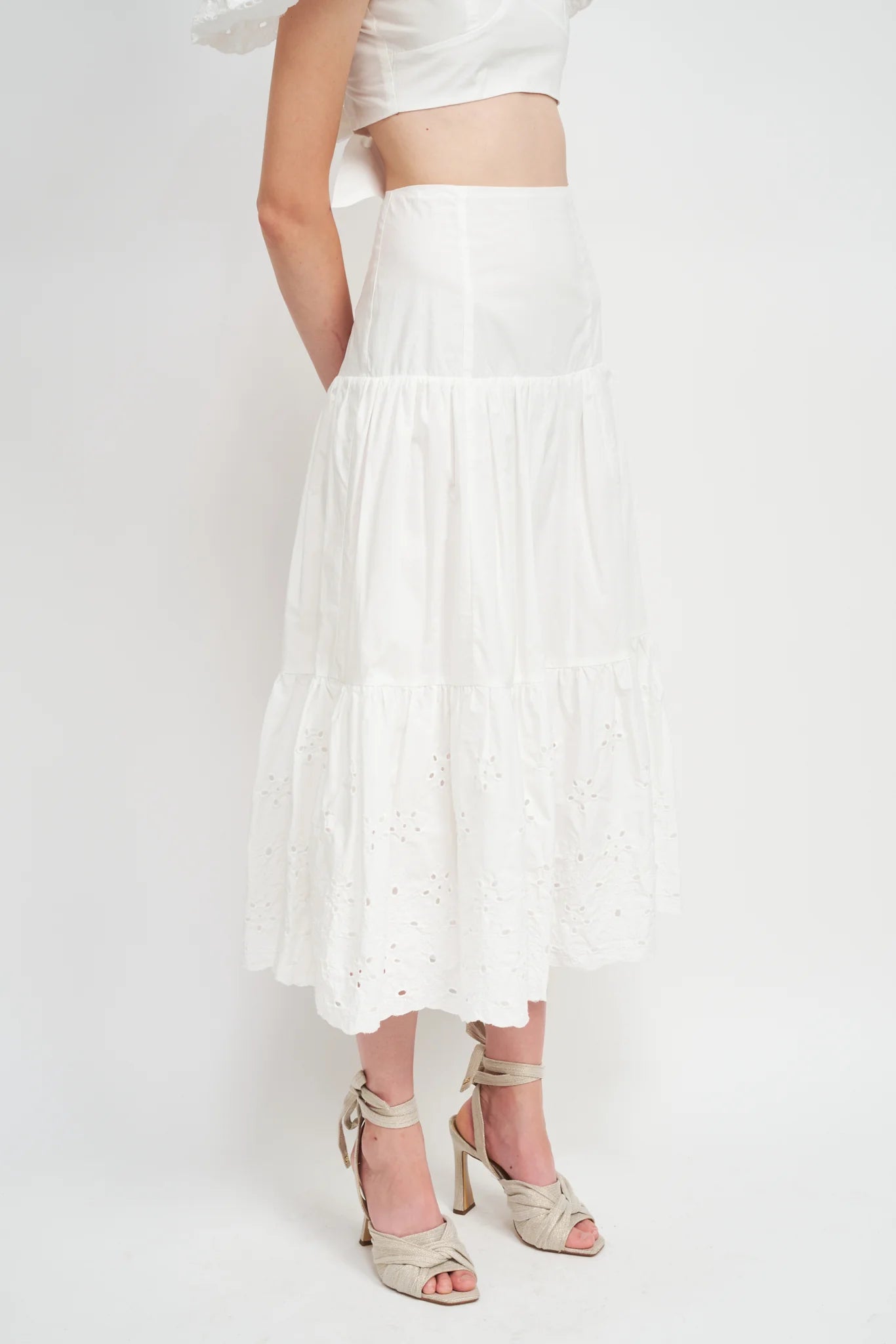 Eyelet Tiered Skirt