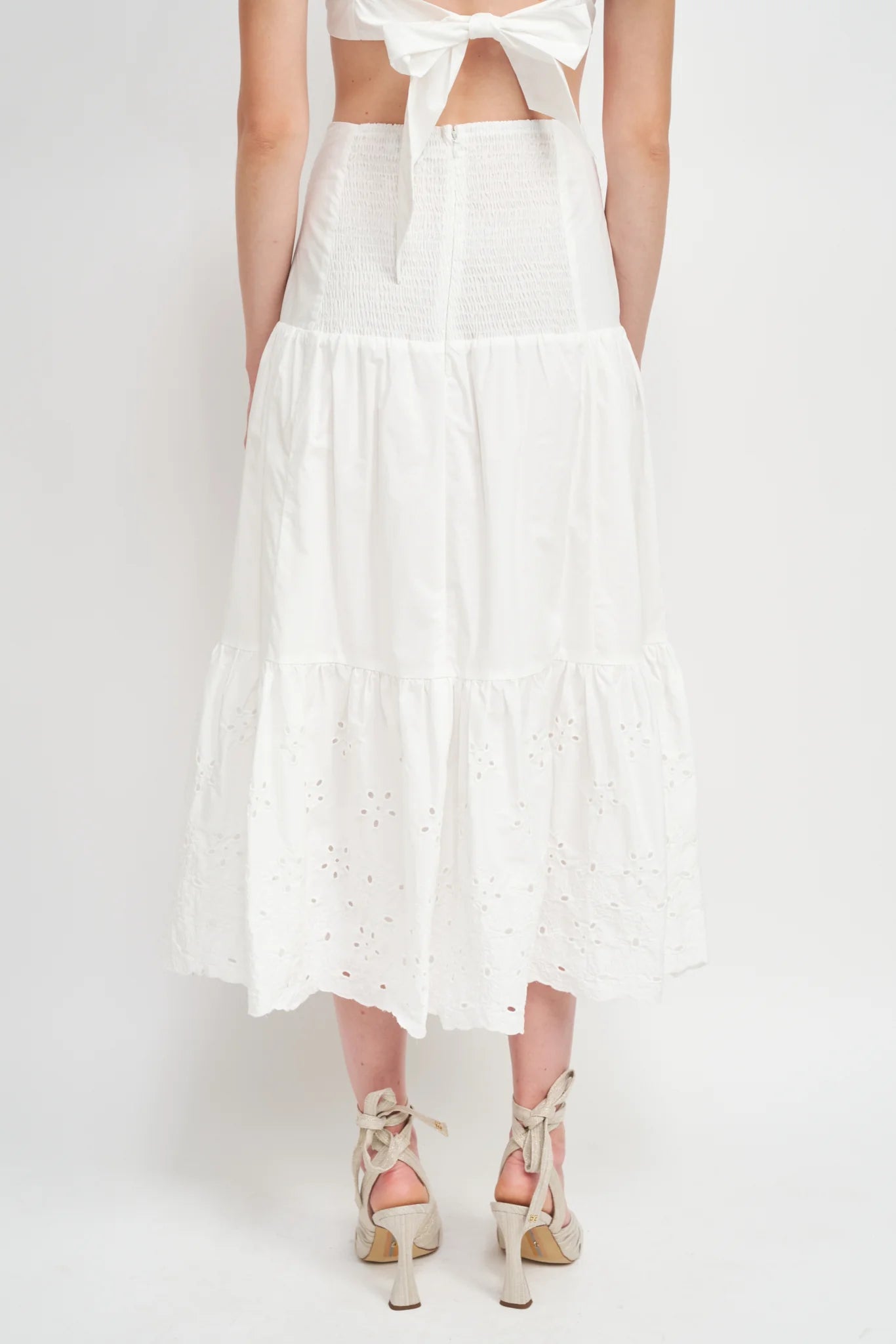 Eyelet Tiered Skirt