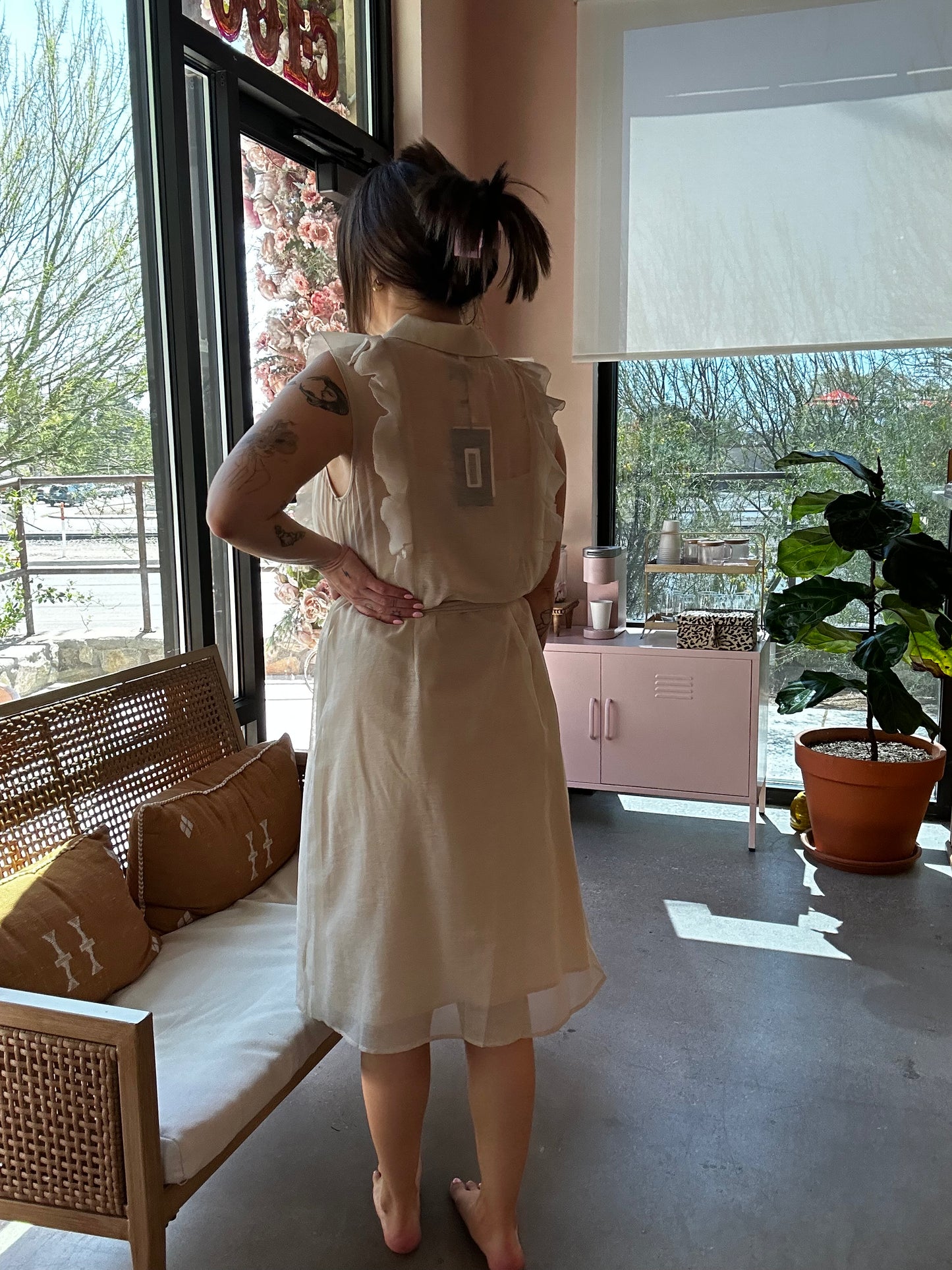 Ruffle Midi Shirt Dress