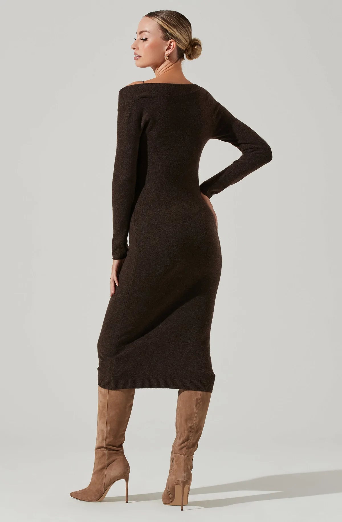 Naya Asymetrical Shoulder Sweater Dress