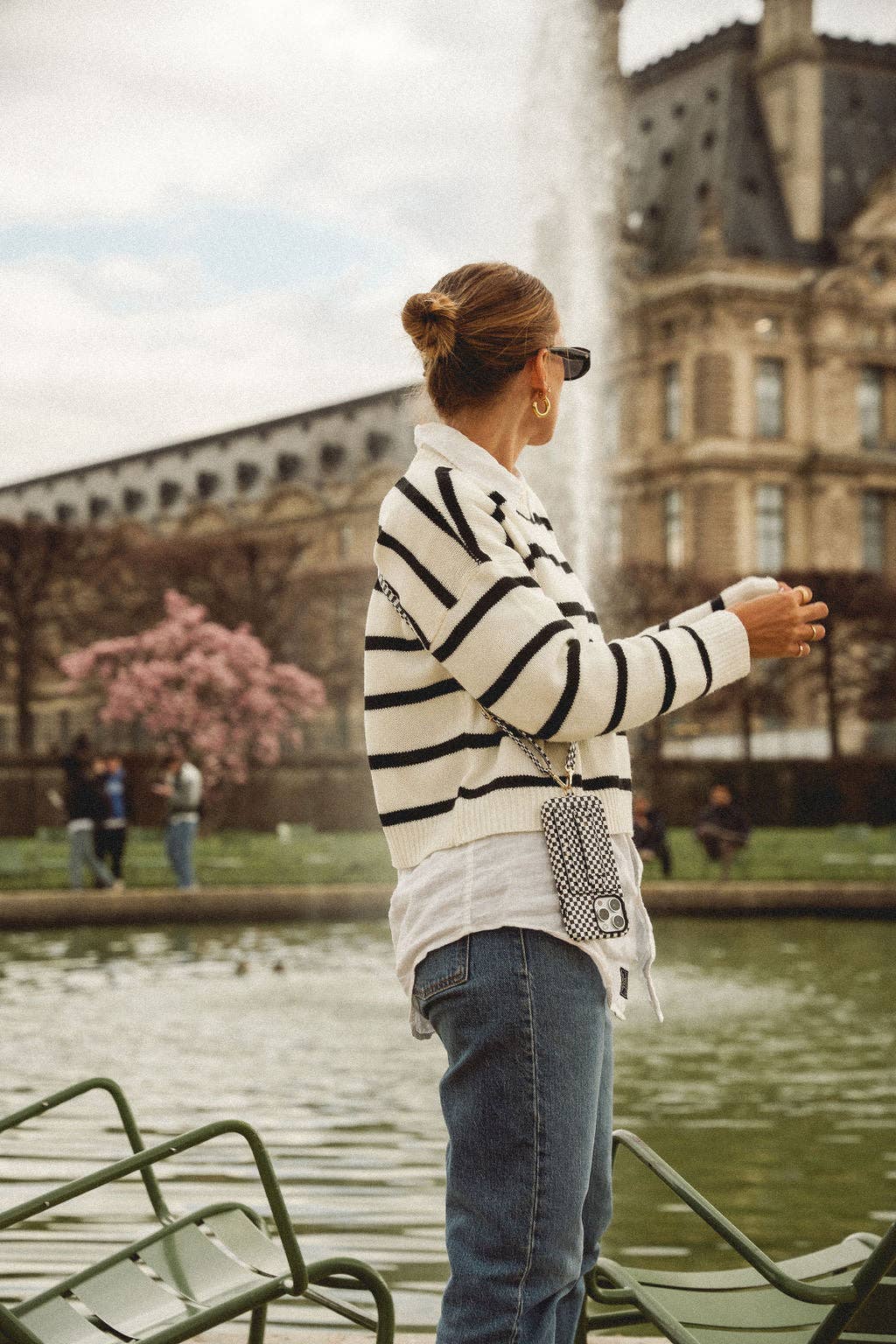 Single Black Checkered Phone Strap: Wristlet (14.5 inches)