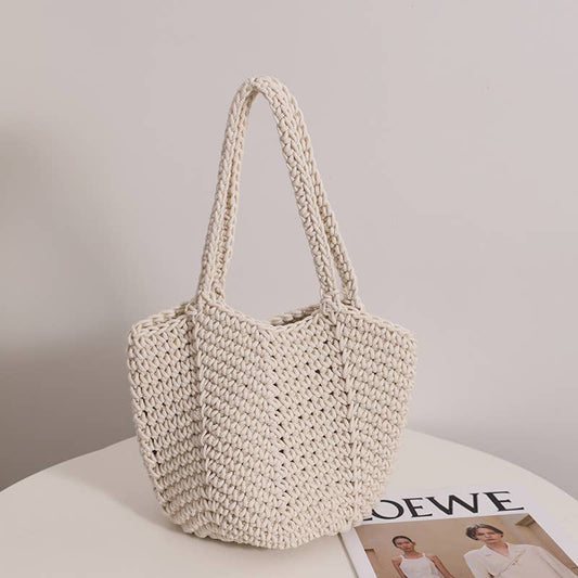 Crochet Beach Bag: Beige