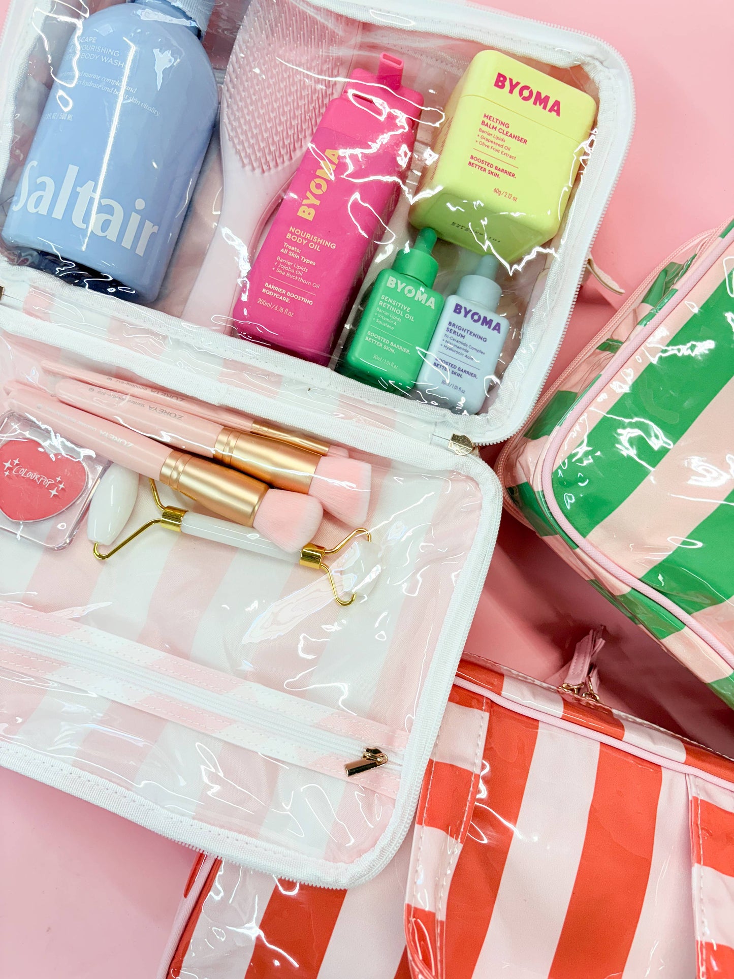 Pink and Green Cosmetic Case