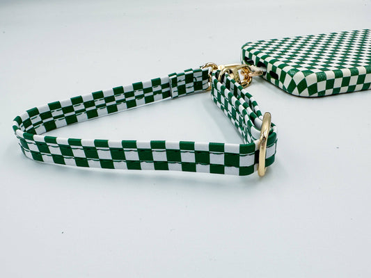 Single Green Checkered Phone Strap: Wristlet (14.5 inches)