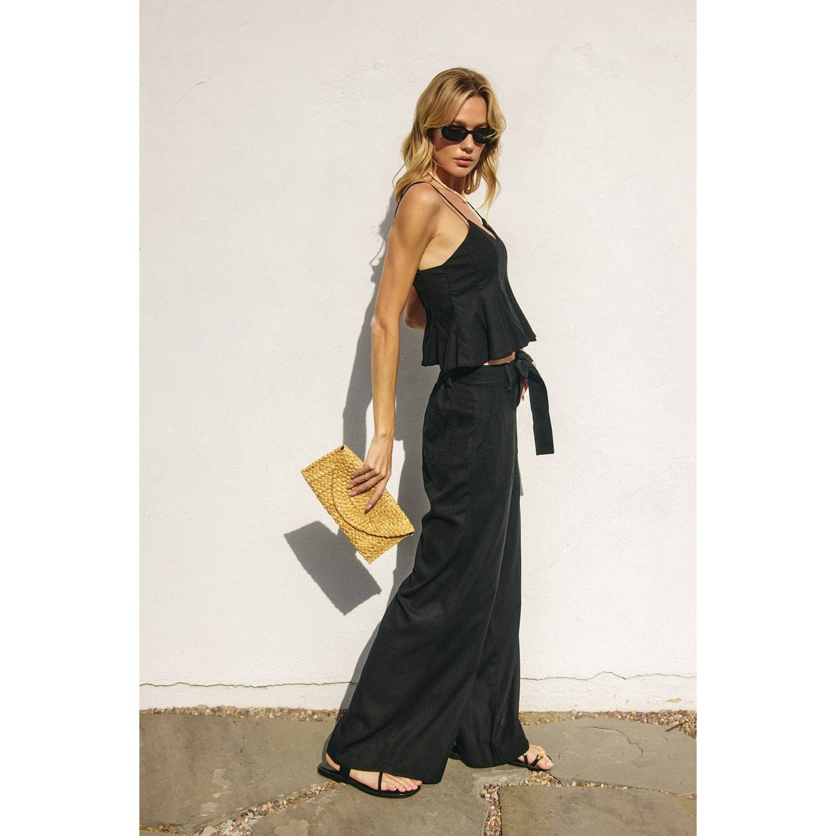 Linen Sleeveless Flared Top