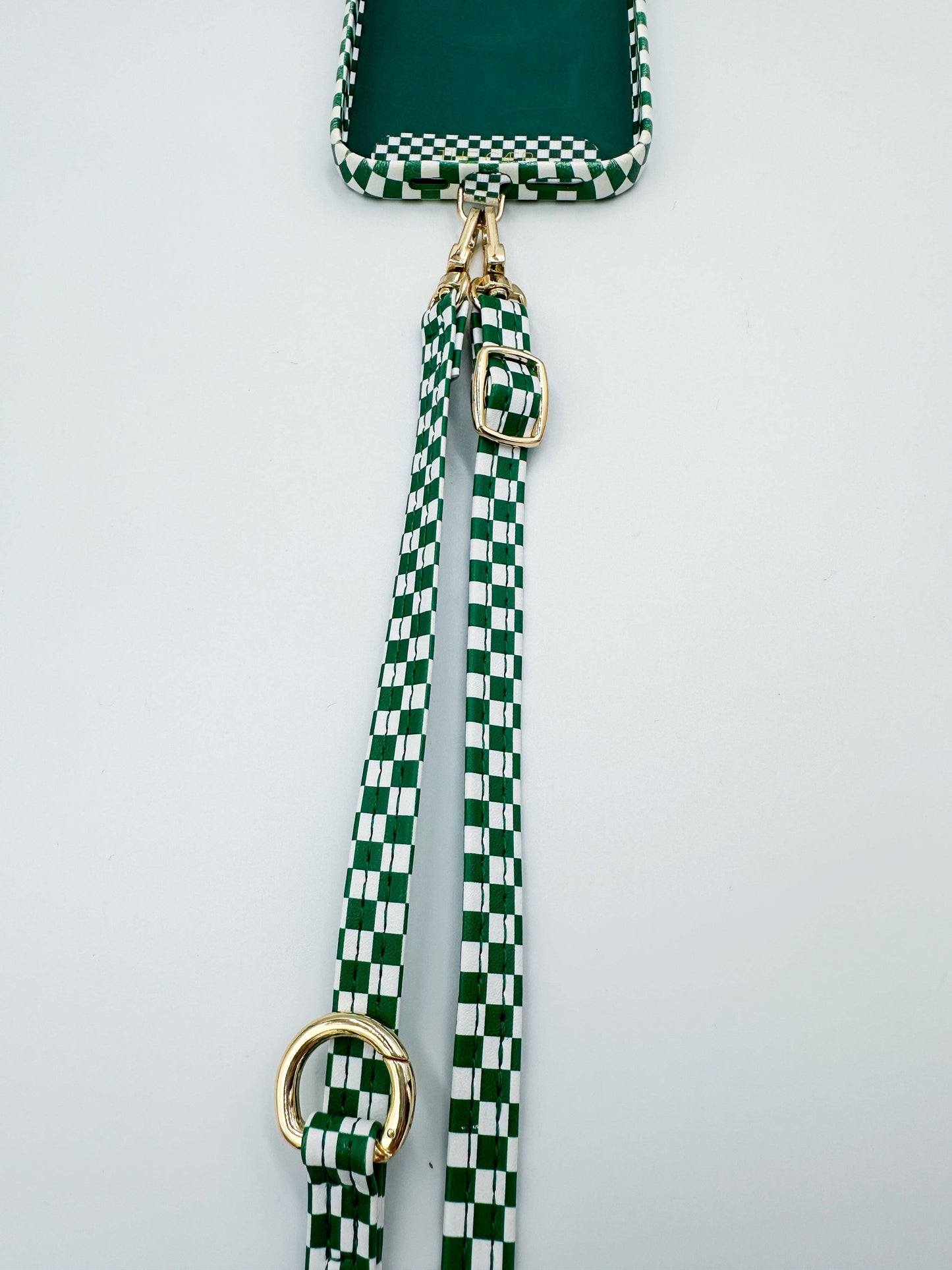 Single Green Checkered Phone Strap: Wristlet (14.5 inches)