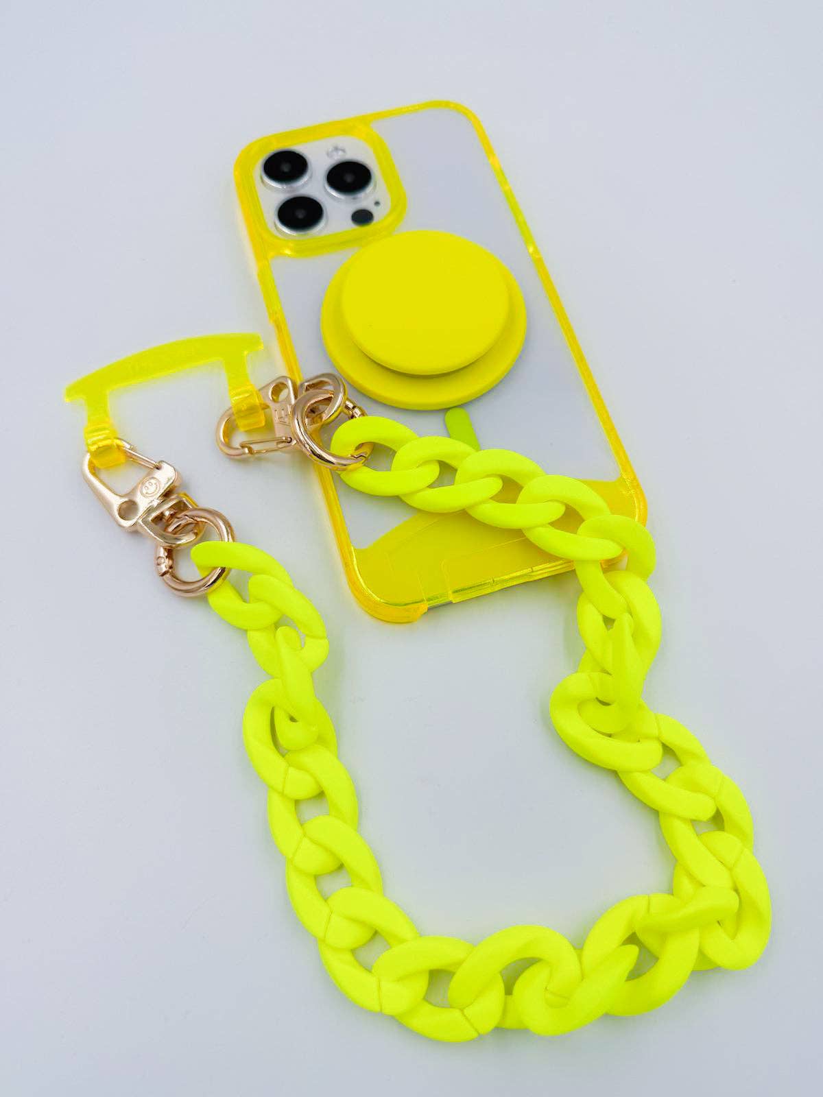Neon Yellow Chunky Phone Chain: Gold