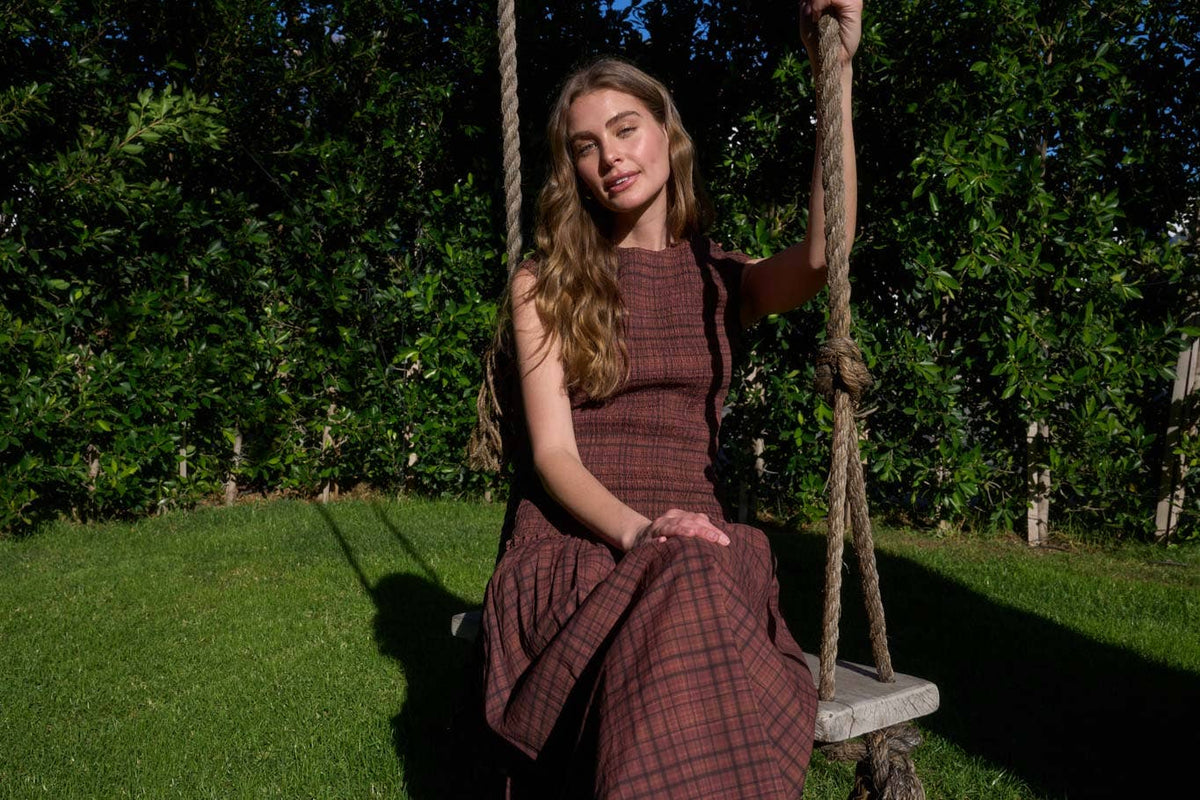 Sleeveless Plaid Midi Dress