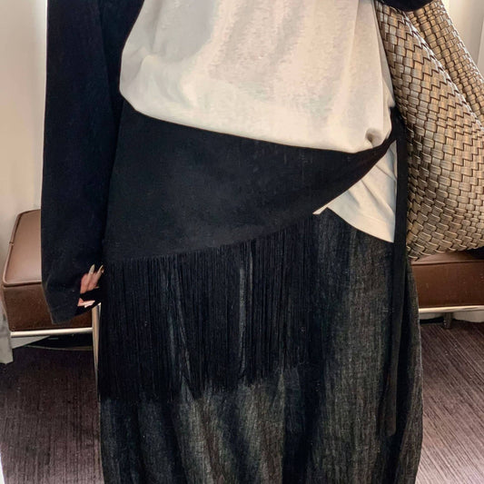 Black Tassel Hip Scarf