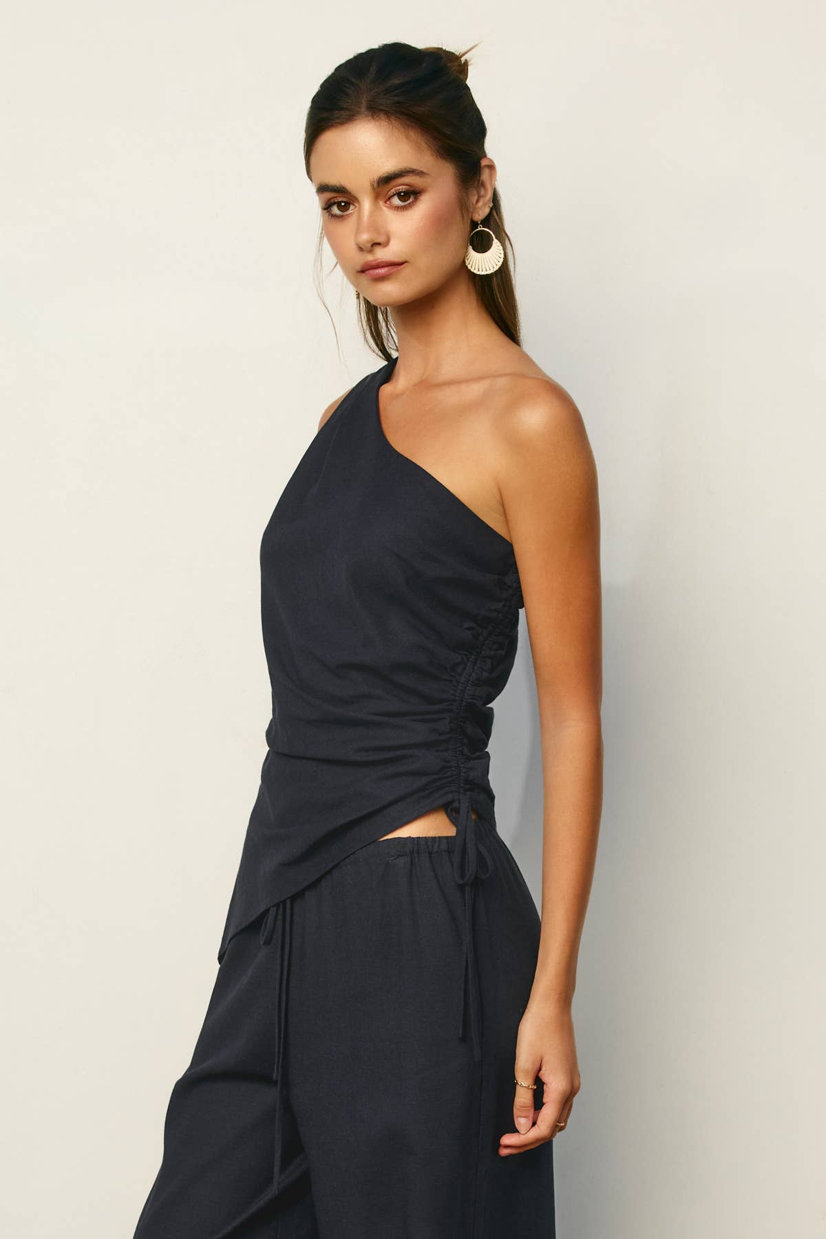 Linen One Shoulder Top