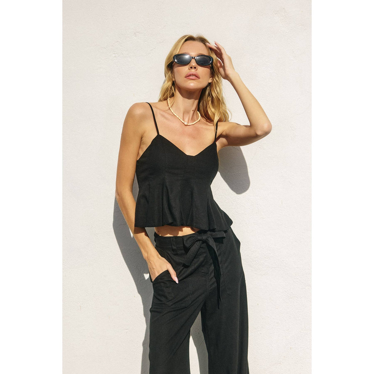 Linen Sleeveless Flared Top