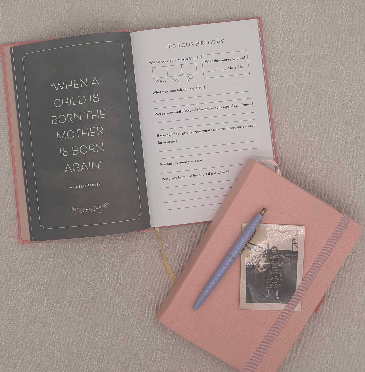 Mom, I Want to Hear Your Story Heirloom Rose Leather Cover Version