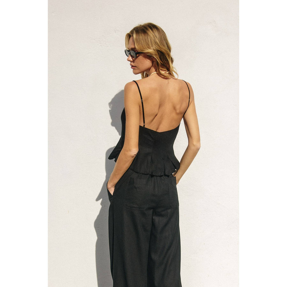 Linen Sleeveless Flared Top